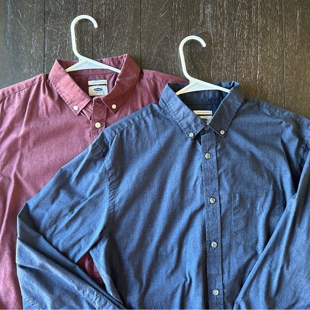 Old Navy Button Down Shirts Blue and Red - Size Large Slim fit